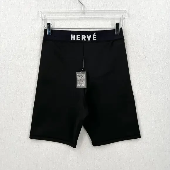 HERVE LEGER Logo Bike Shorts Womens Small Black White High Rise Stretch NWT - Picture 6 of 16